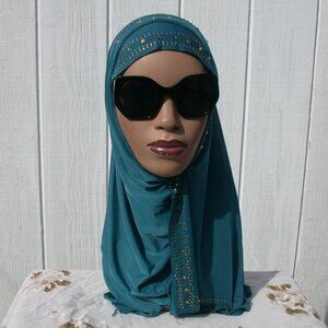 1 pc Instant Slip On Mona Style Hijab Teal Blue